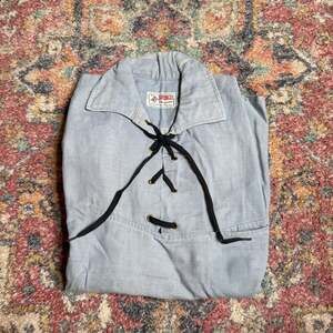 Vintage Bronco Ponderosa Lace-Up Pullover Chambray Shirt - Size M